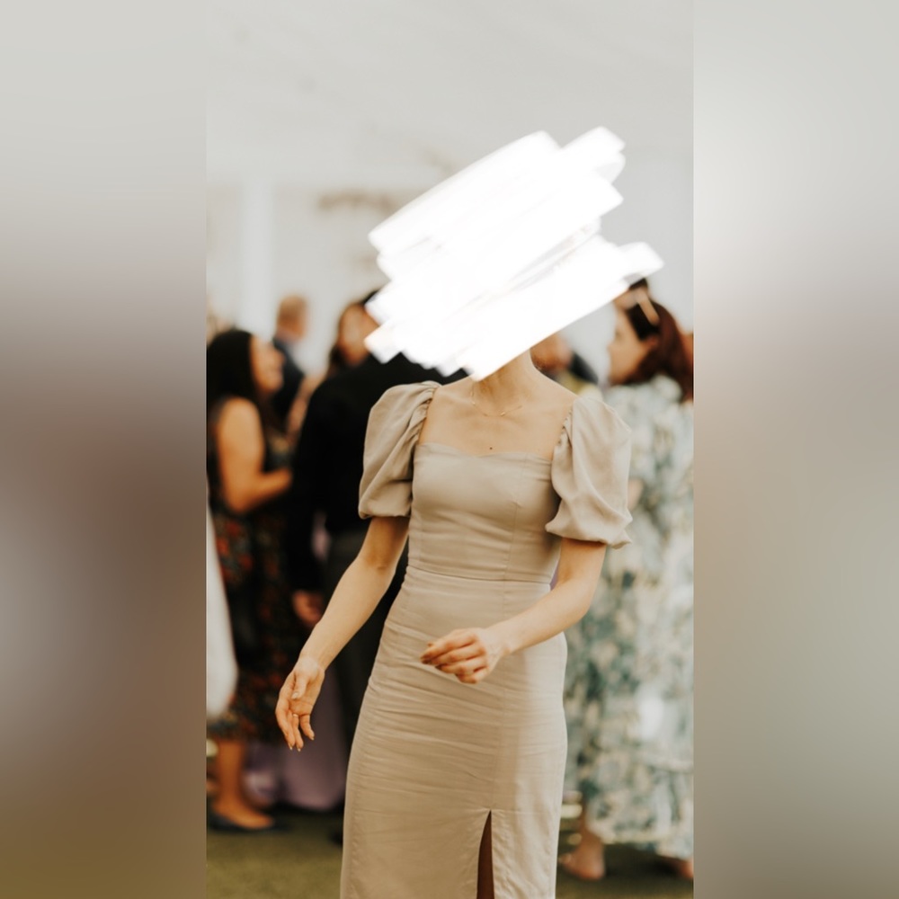 Motf dress with sleeves; Size XS; Tan color